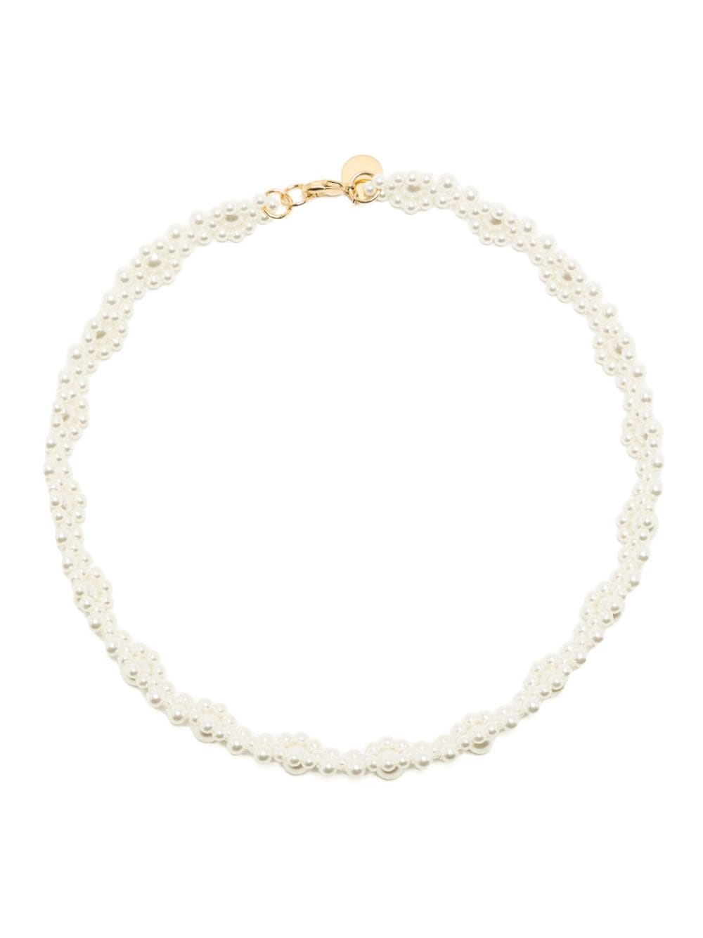 Shop Simone Rocha Daisy Faux-pearl Necklace In Neutrals