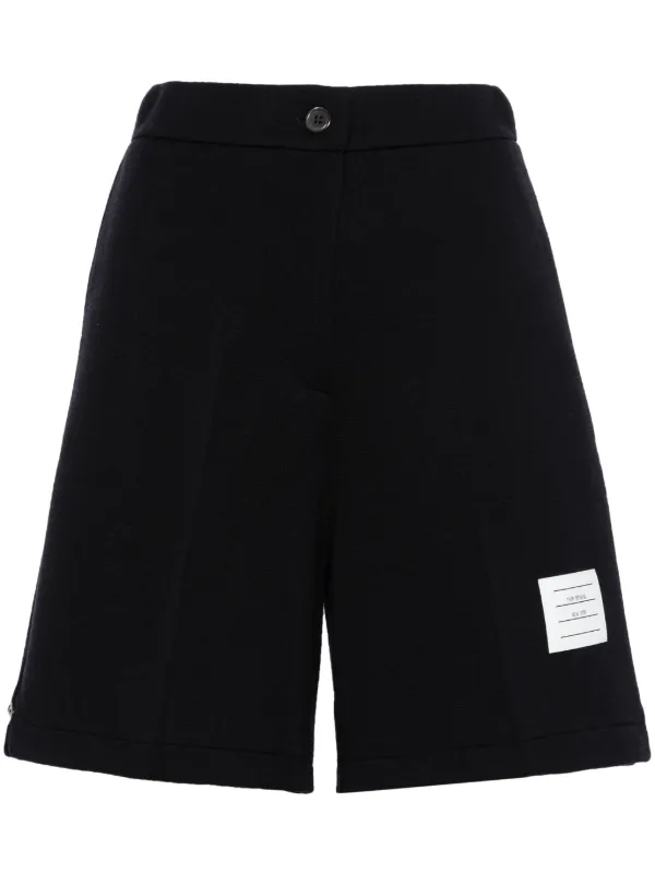Thom Browne name-tag Ribbed Shorts | Blue | FARFETCH