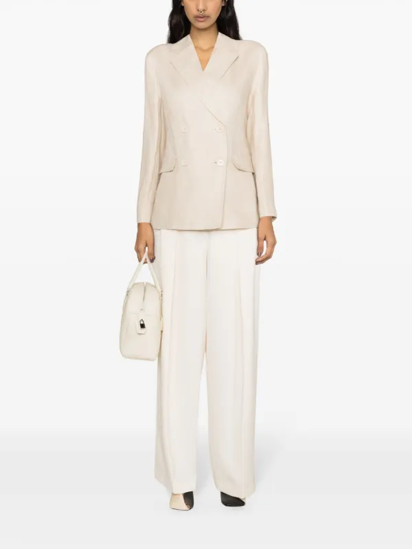 S MAX MARA ダブル リネンジャケット アイボリー S Max Mara Laura リネン ダブルジャケット | ニュートラル