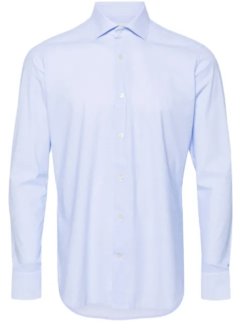Tintoria Mattei mini-check spread-collar shirt