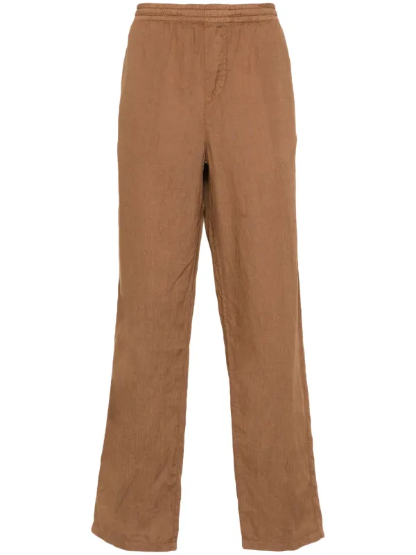 ASPESI Linen Straight Trousers in Brown