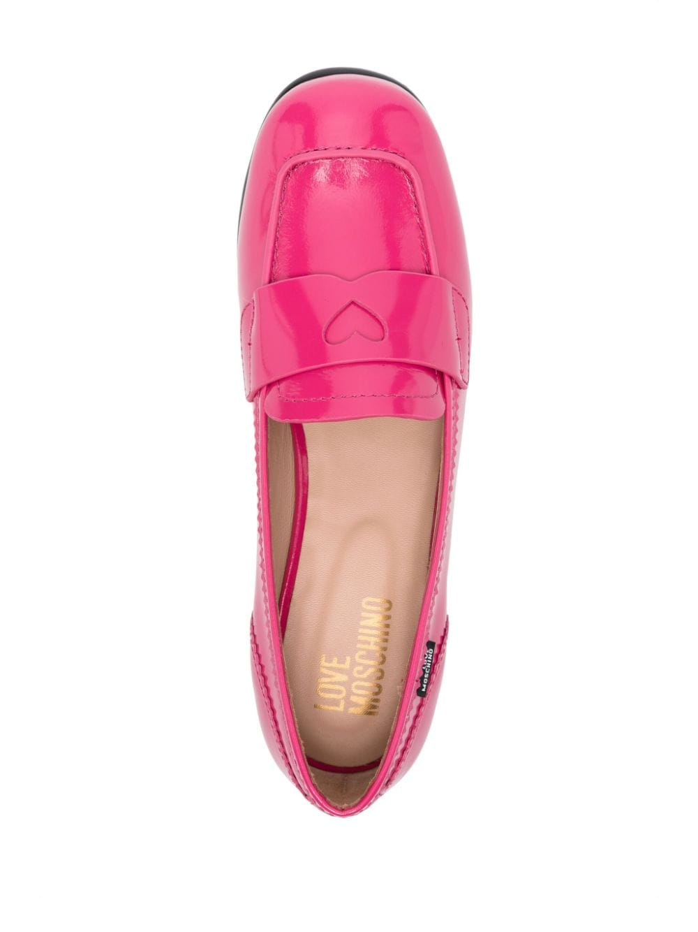 Shop Love Moschino High-shine Leather Loafers In Pink