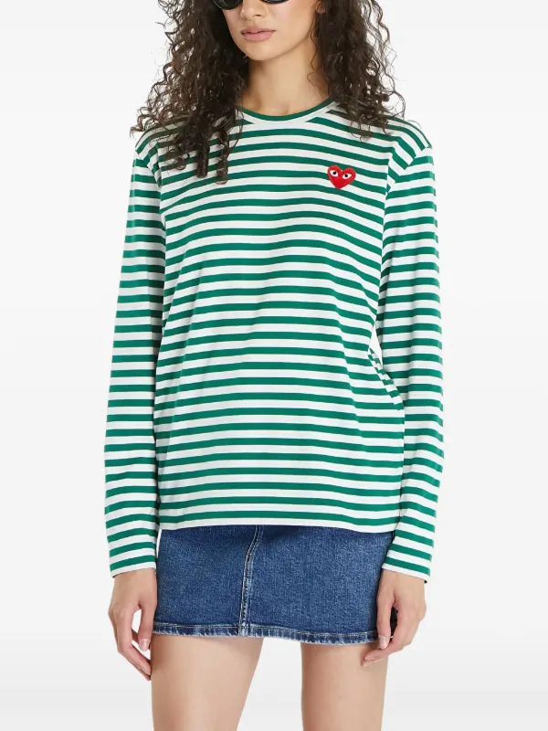 Comme Des Garçons Play logo-patch Cotton T-shirt | Green | FARFETCH AO