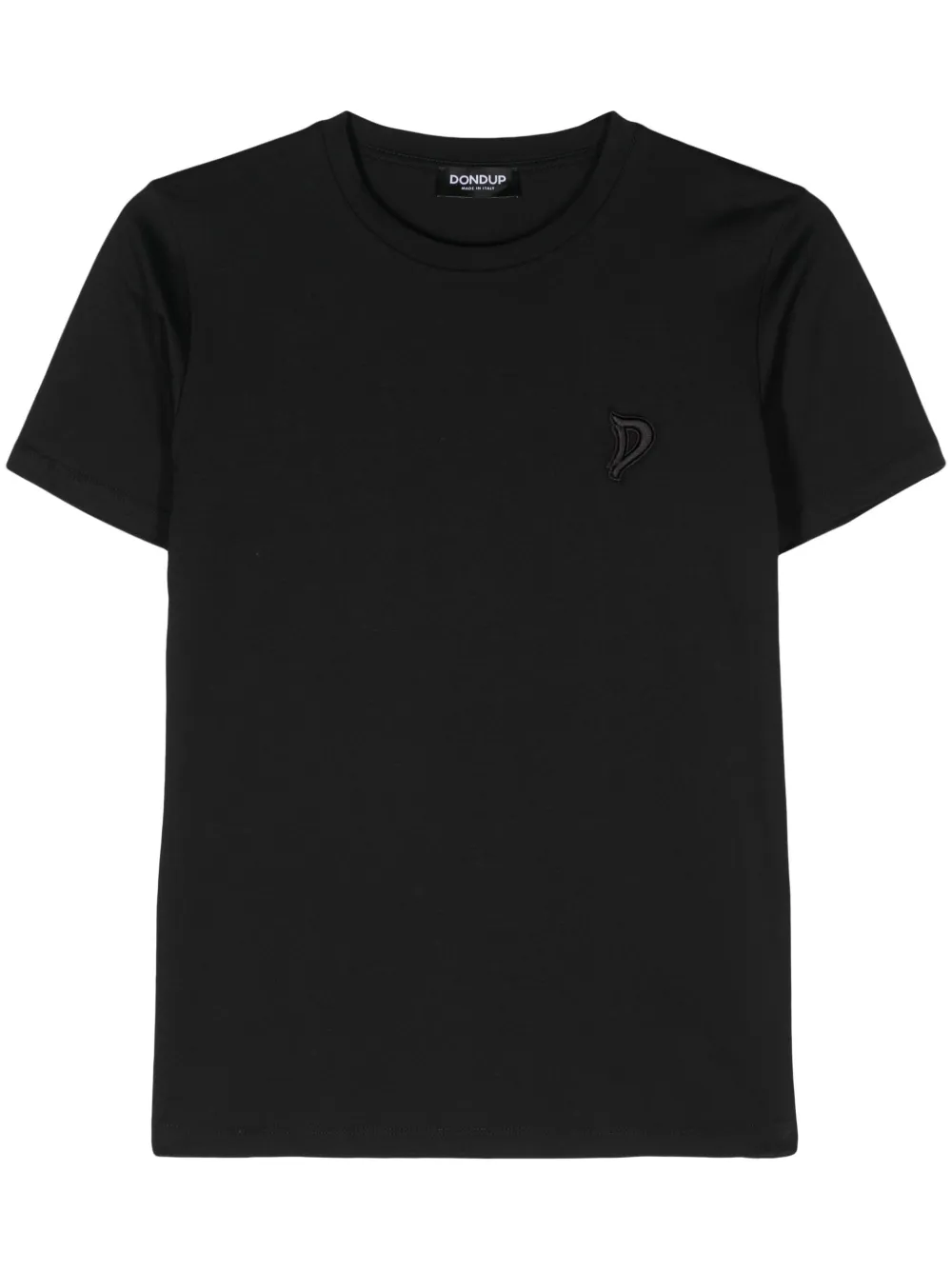 Dondup Logo-embroidered Cotton T-shirt In Black