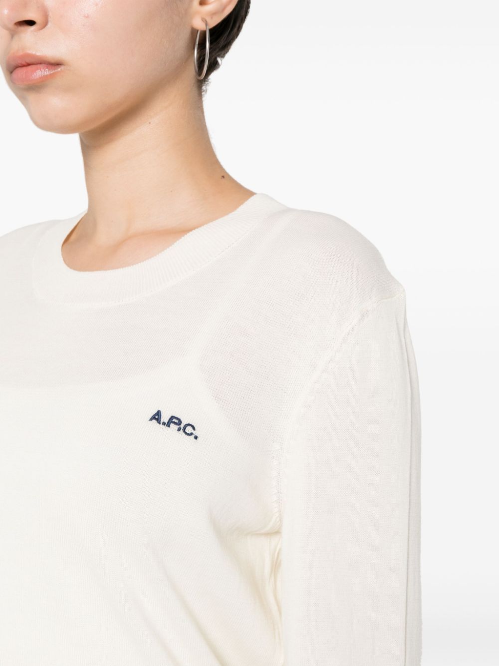 Shop Apc Logo-embroidered Jumper In Neutrals