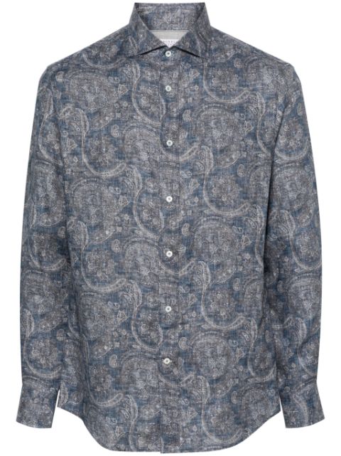 Brunello Cucinelli paisley-print linen shirt Men