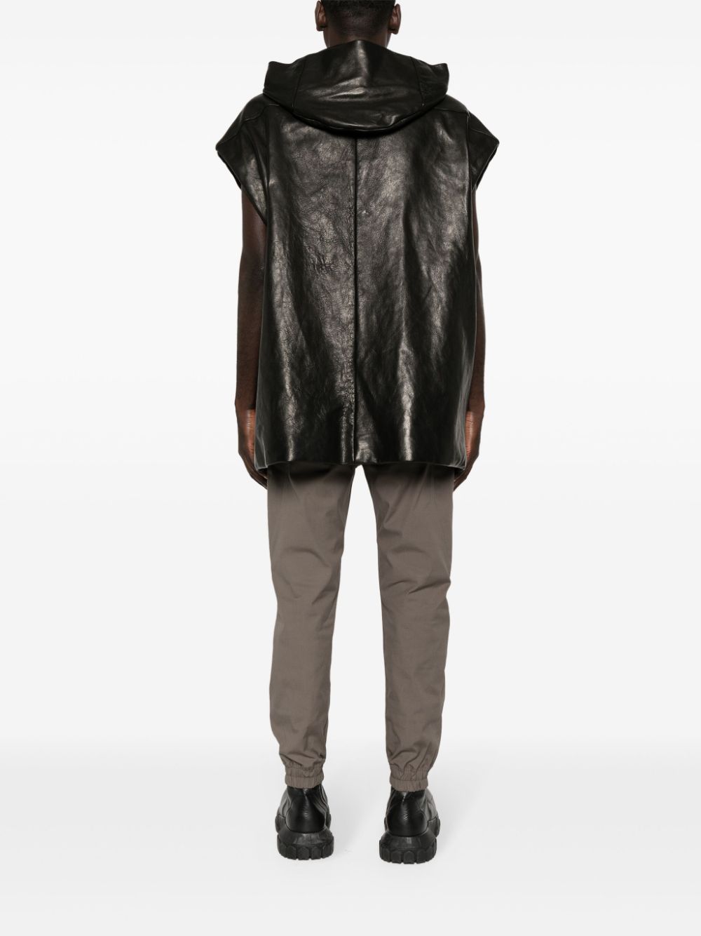 Shop Rick Owens Leather Zipped Gilet In Black