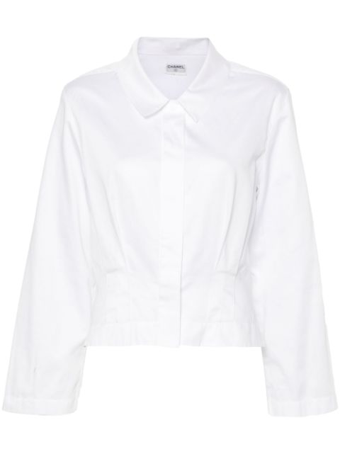 HOT SALE CHANEL 2000s pleated poplin shirt Women