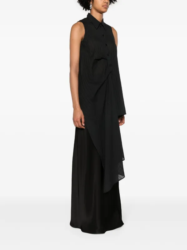 Marc Le Bihan Asymmetric Striped Shirt | Black | FARFETCH