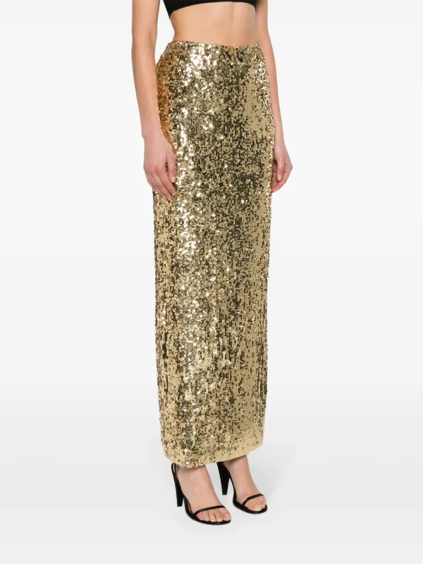 French connection gold sequin skirt outlet