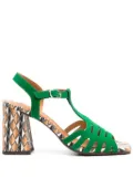 Chie Mihara 90mm Pesca geometric-print sandals - Green