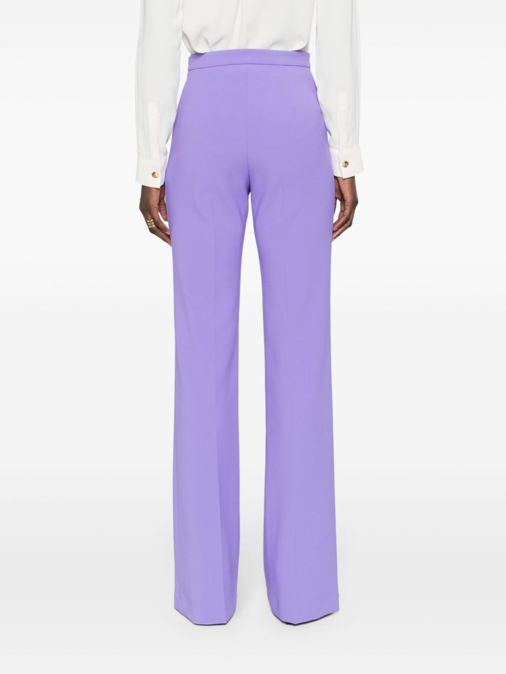 Shop Elisabetta Franchi Flared Crepe Trousers In Purple