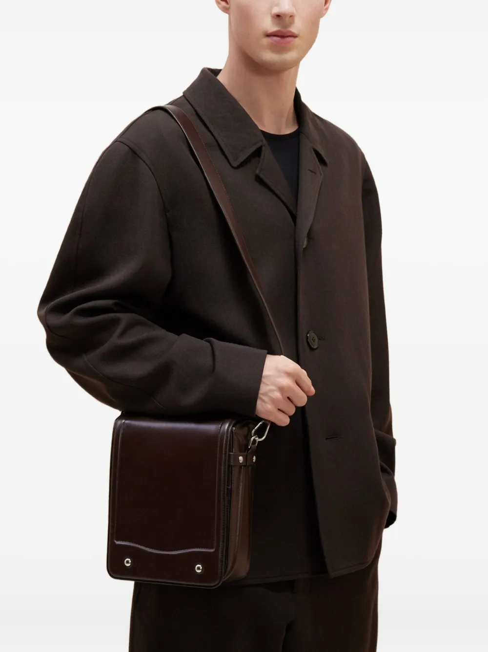 Lemaire Ransel Leather Satchel Bag In Brown