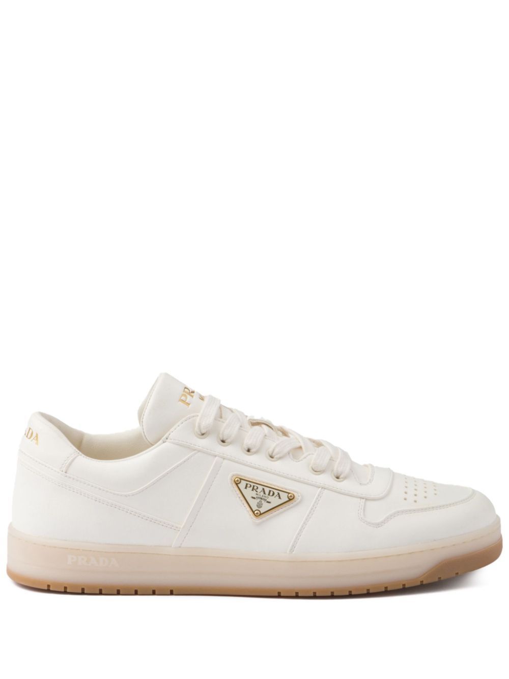 Shop Prada Downtown Leather Sneakers In Neutrals