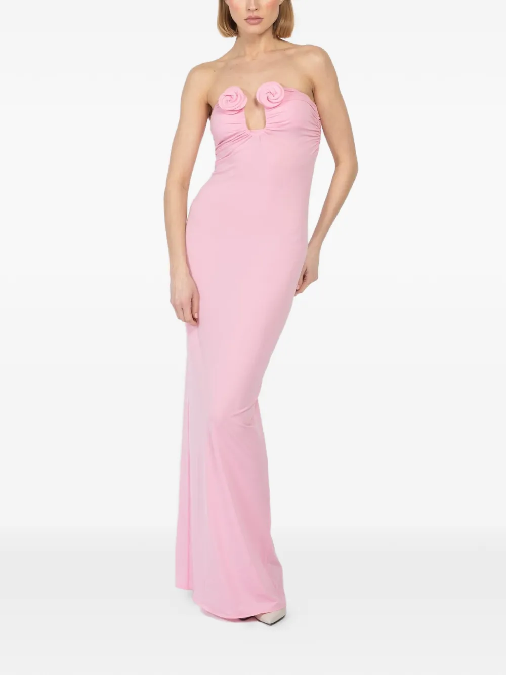 Rosettes Ruched Maxi Dress