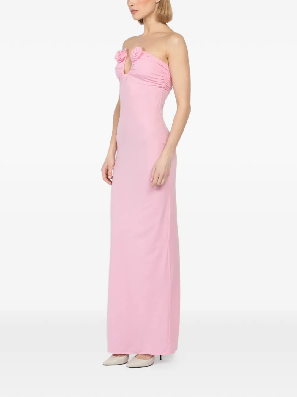 Rosettes Ruched Maxi Dress