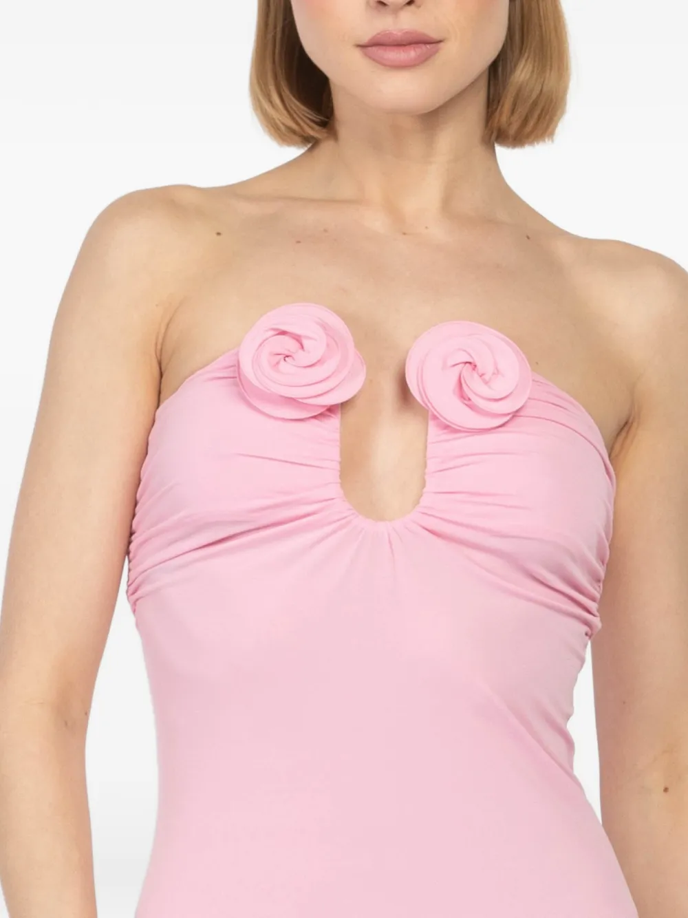 Rosettes Ruched Maxi Dress