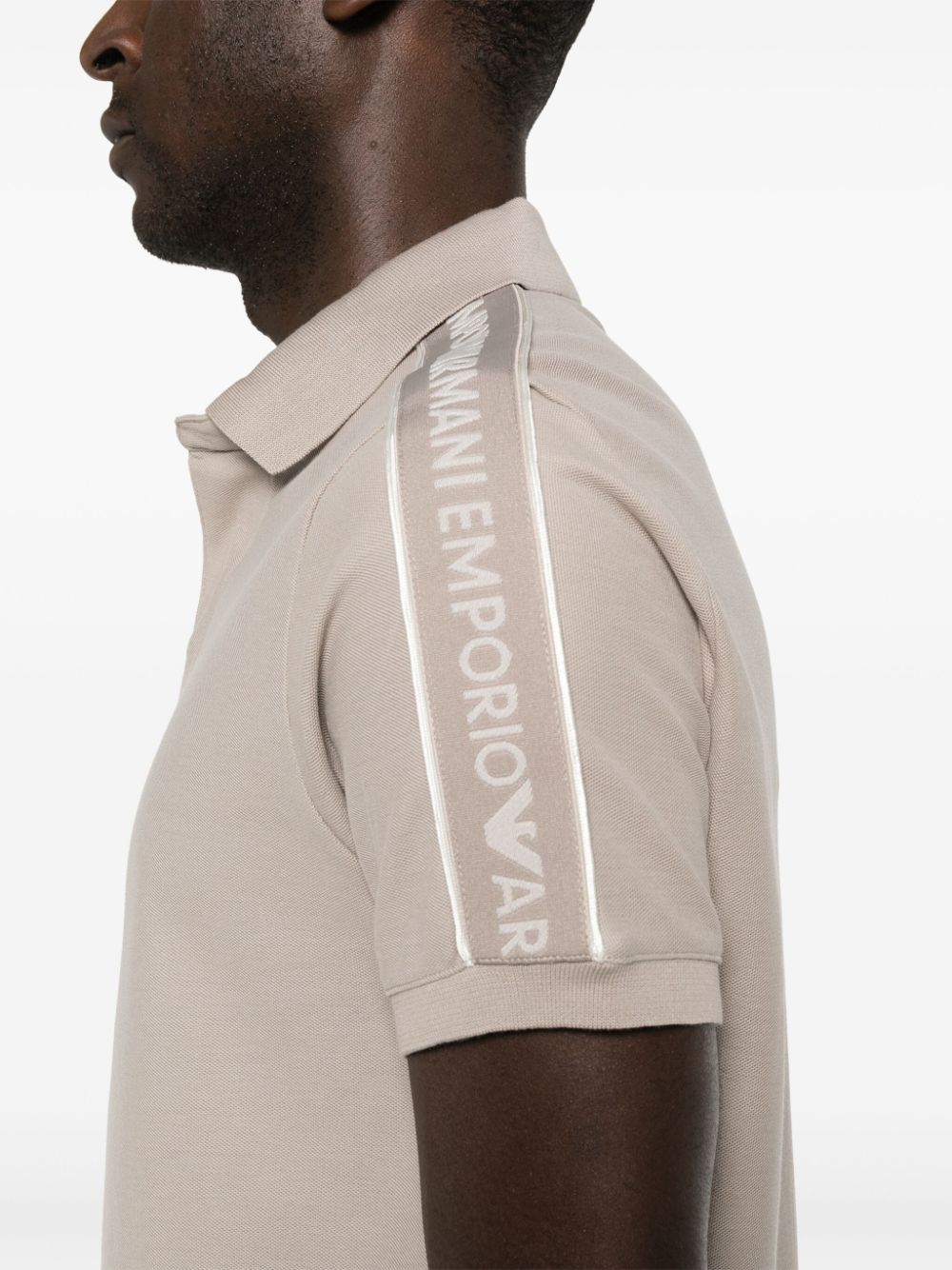 Shop Emporio Armani Logo-embroidered Polo Shirt In Neutrals