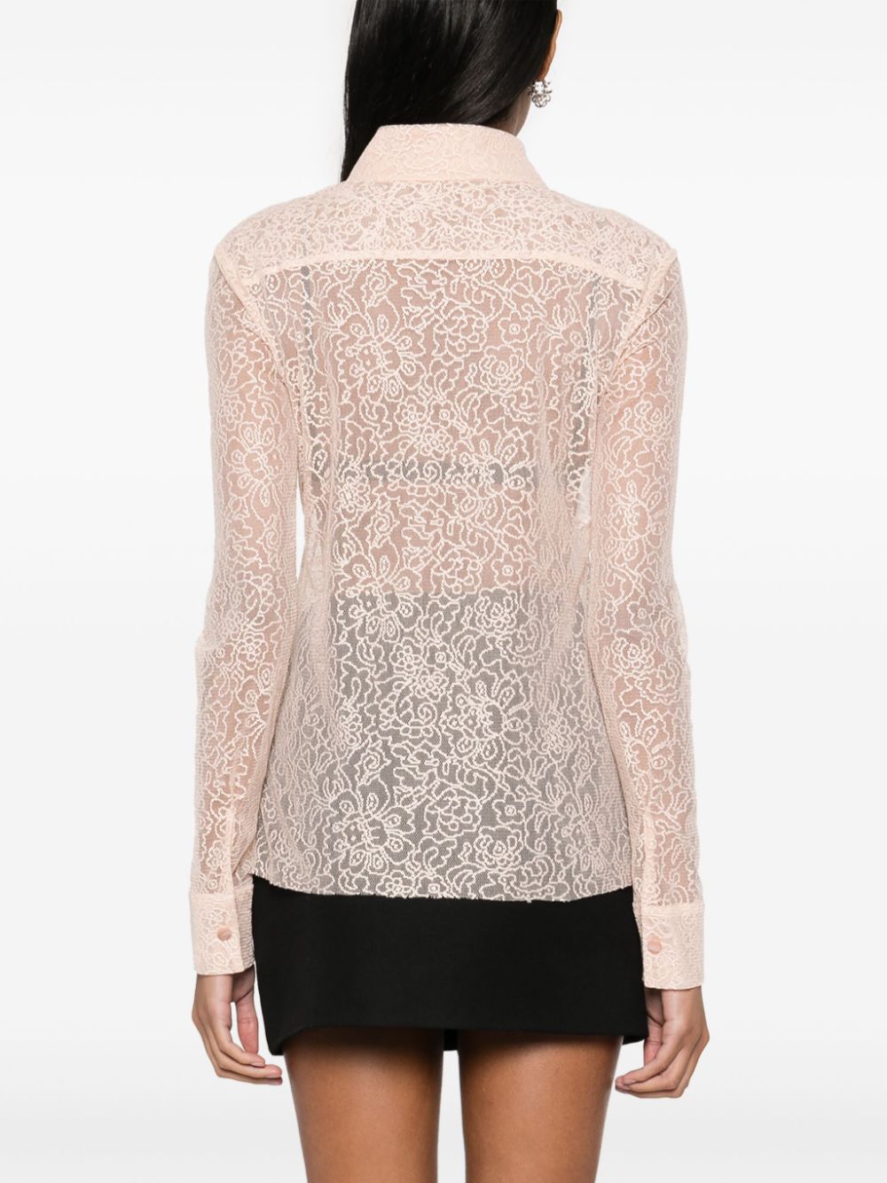 Shop Philosophy Di Lorenzo Serafini Floral-lace Sheer Shirt In Pink