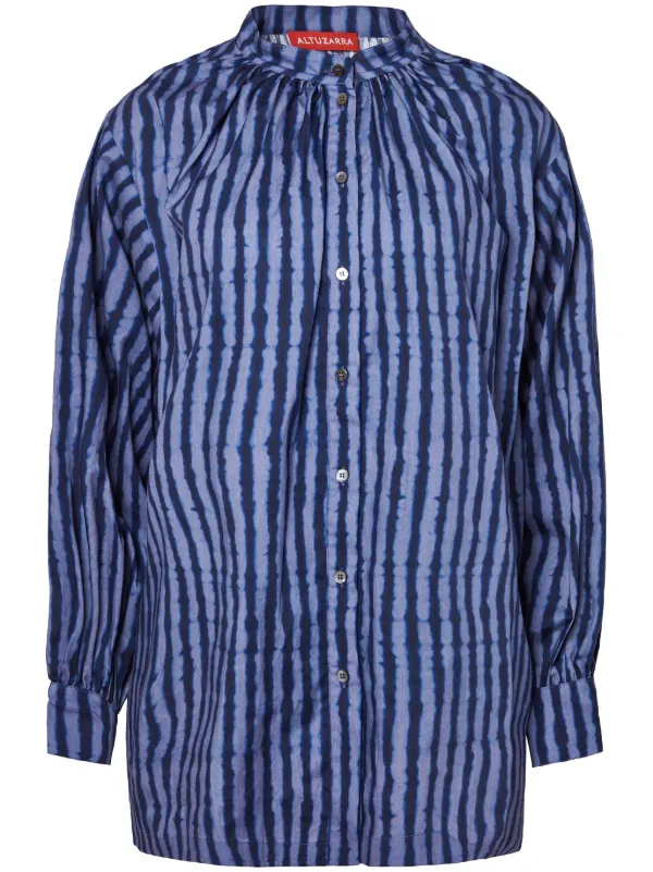 Altuzarra Teresa Striped Cotton Shirt in Blue