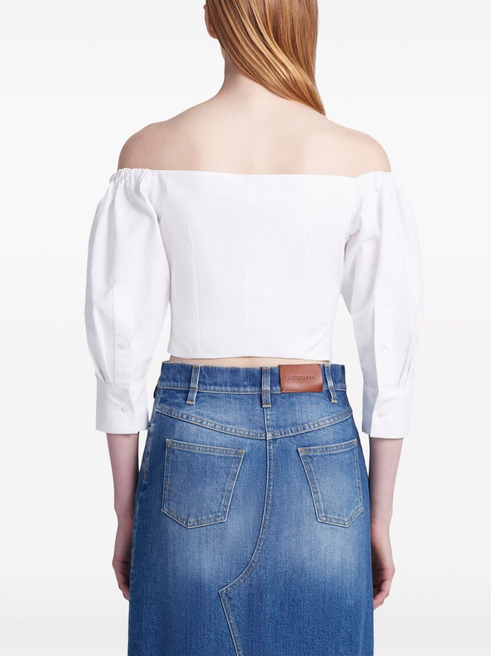 Shop Altuzarra Hailey Off-shoulder Cotton Top In White
