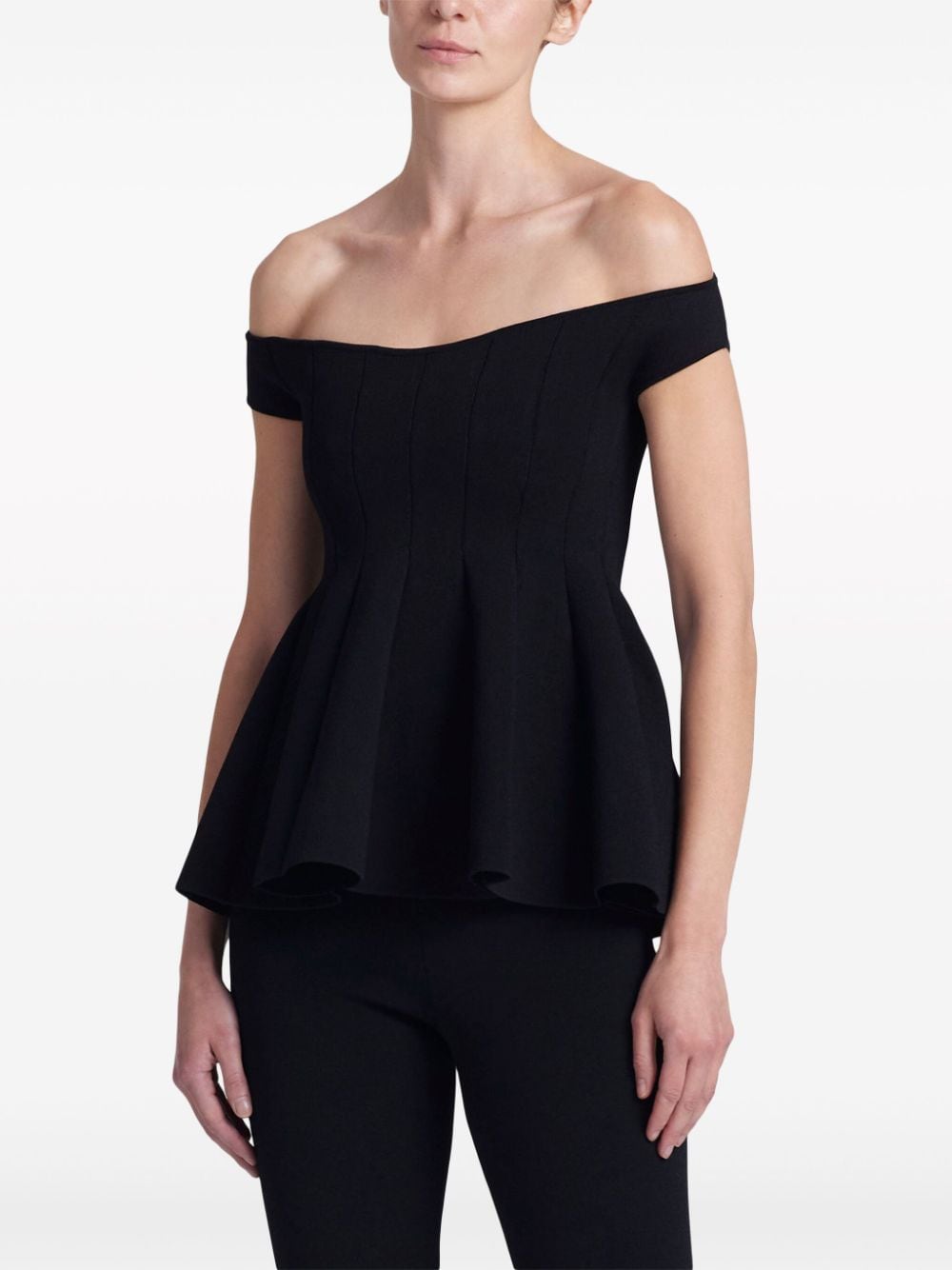 Shop Altuzarra Simone Off-shoulder Peplum Top In Black