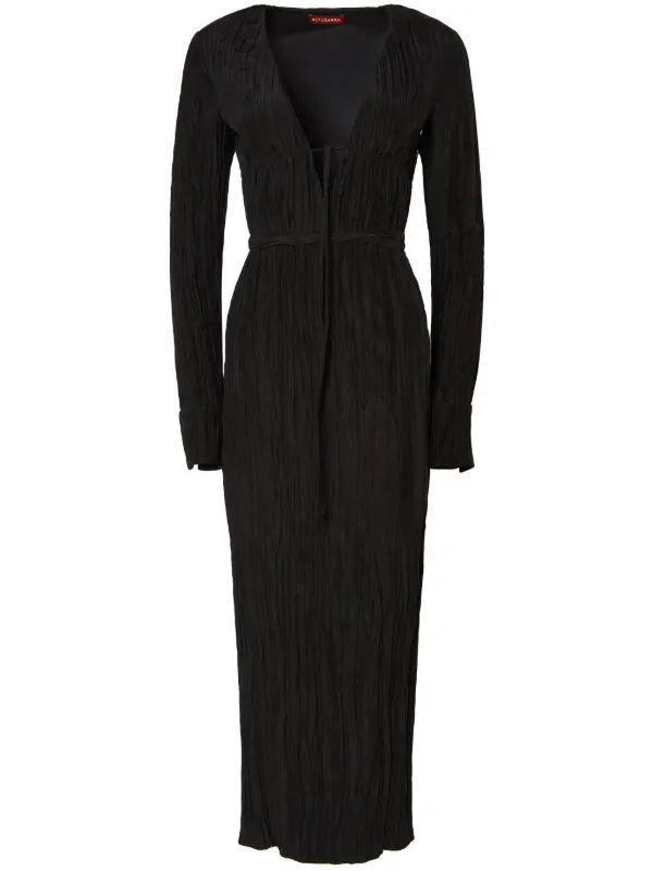 Altuzarra Carol Crinkled Midi Dress in Black