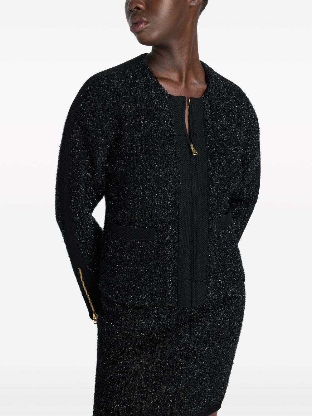 Shop St John Metallic-threading Knitted Miniskirt In Black