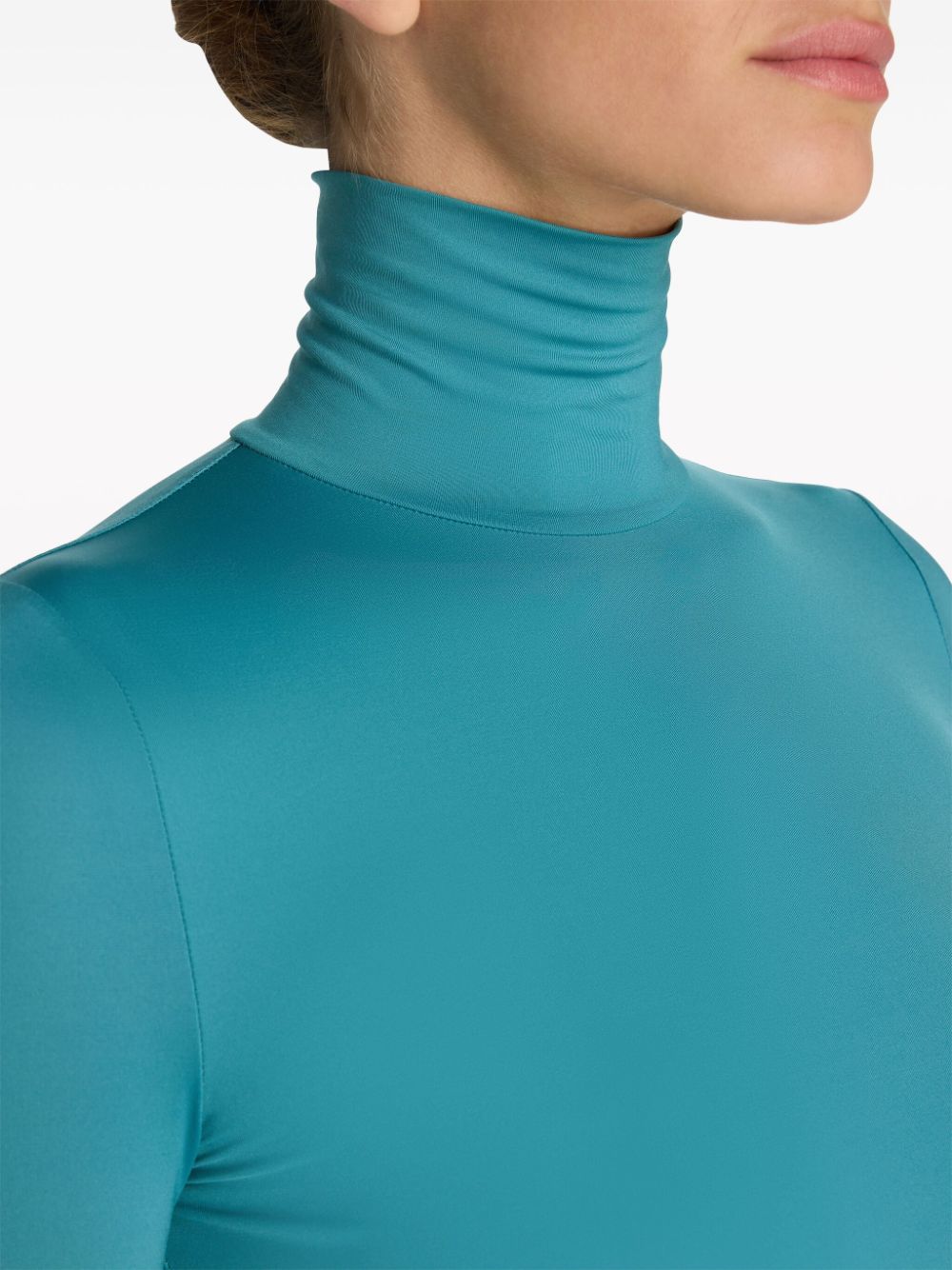 Shop St John Nuda High-neck Jersey Top In Blue