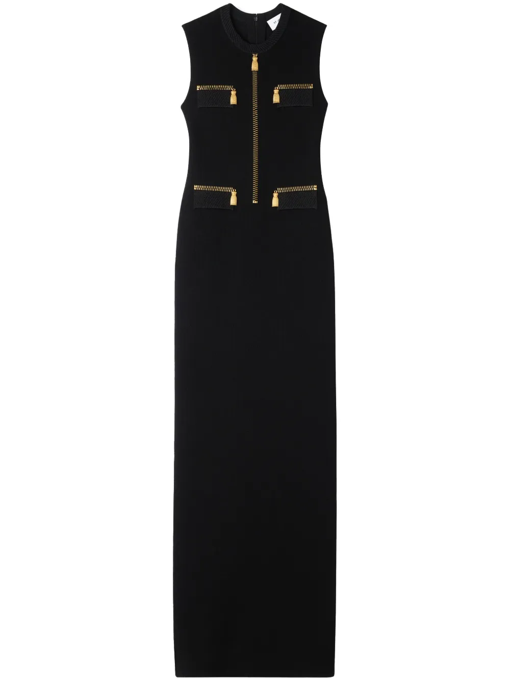 St. John zip-embellished knitted maxi dress – Black