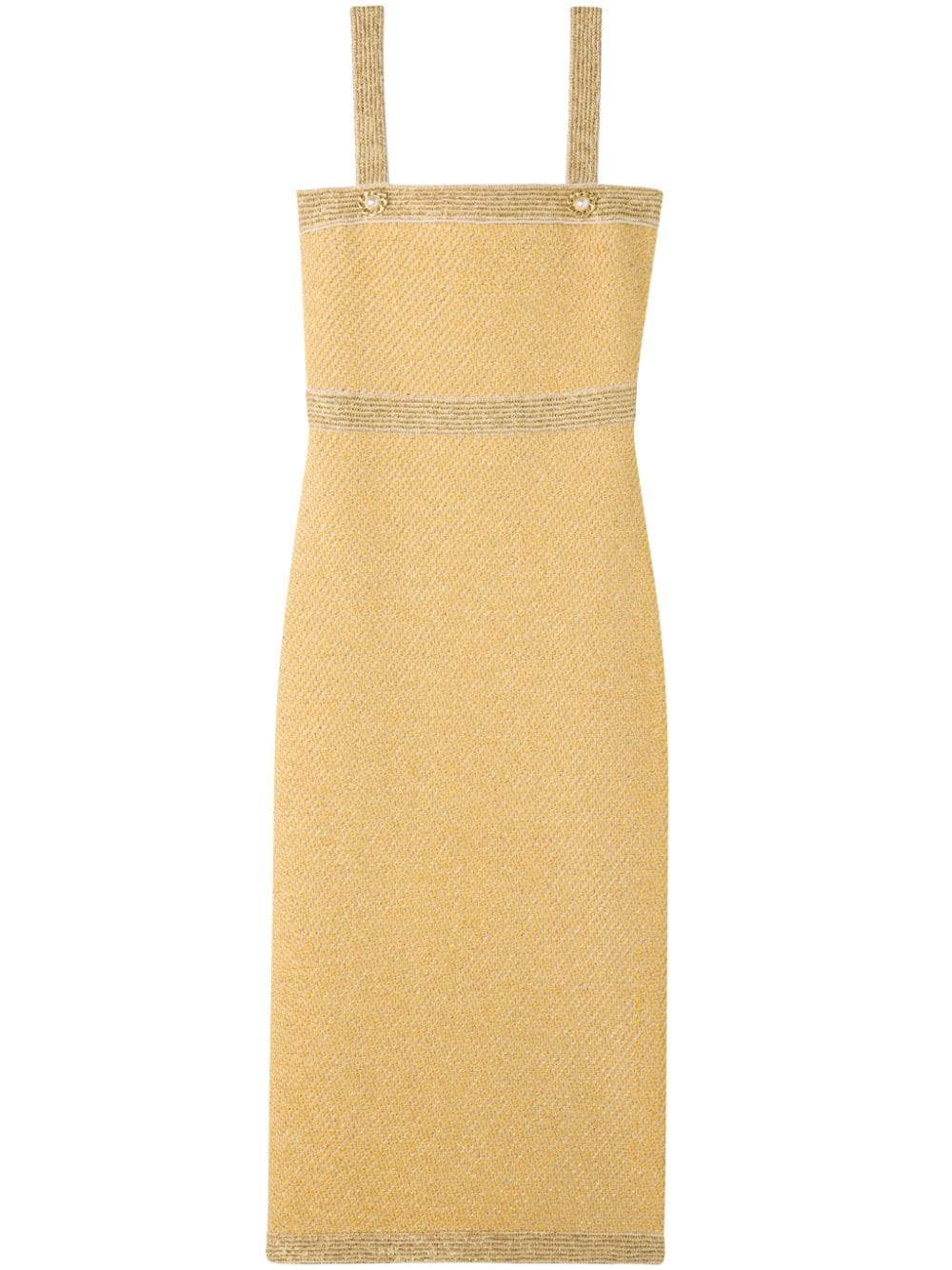 St John Sequin-embellished Knitted Dress In Yellow