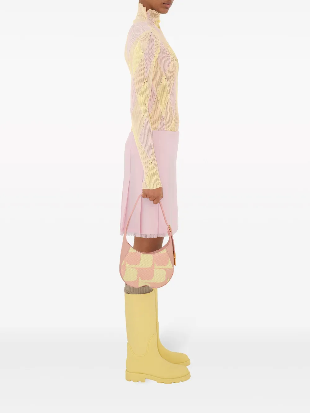 Burberry Chess leren schoudertas Roze