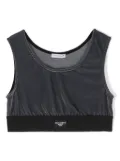 Dolce & Gabbana Kids logo-patch velvet top - Grey