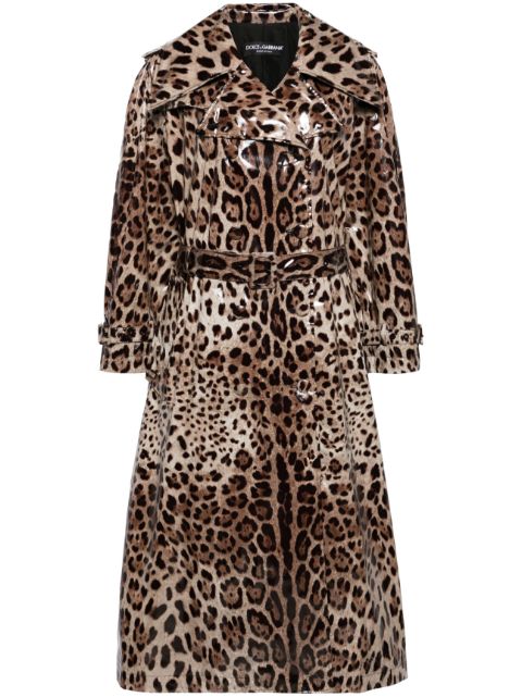 Dolce & Gabbana leopard-print belted trench coat Women