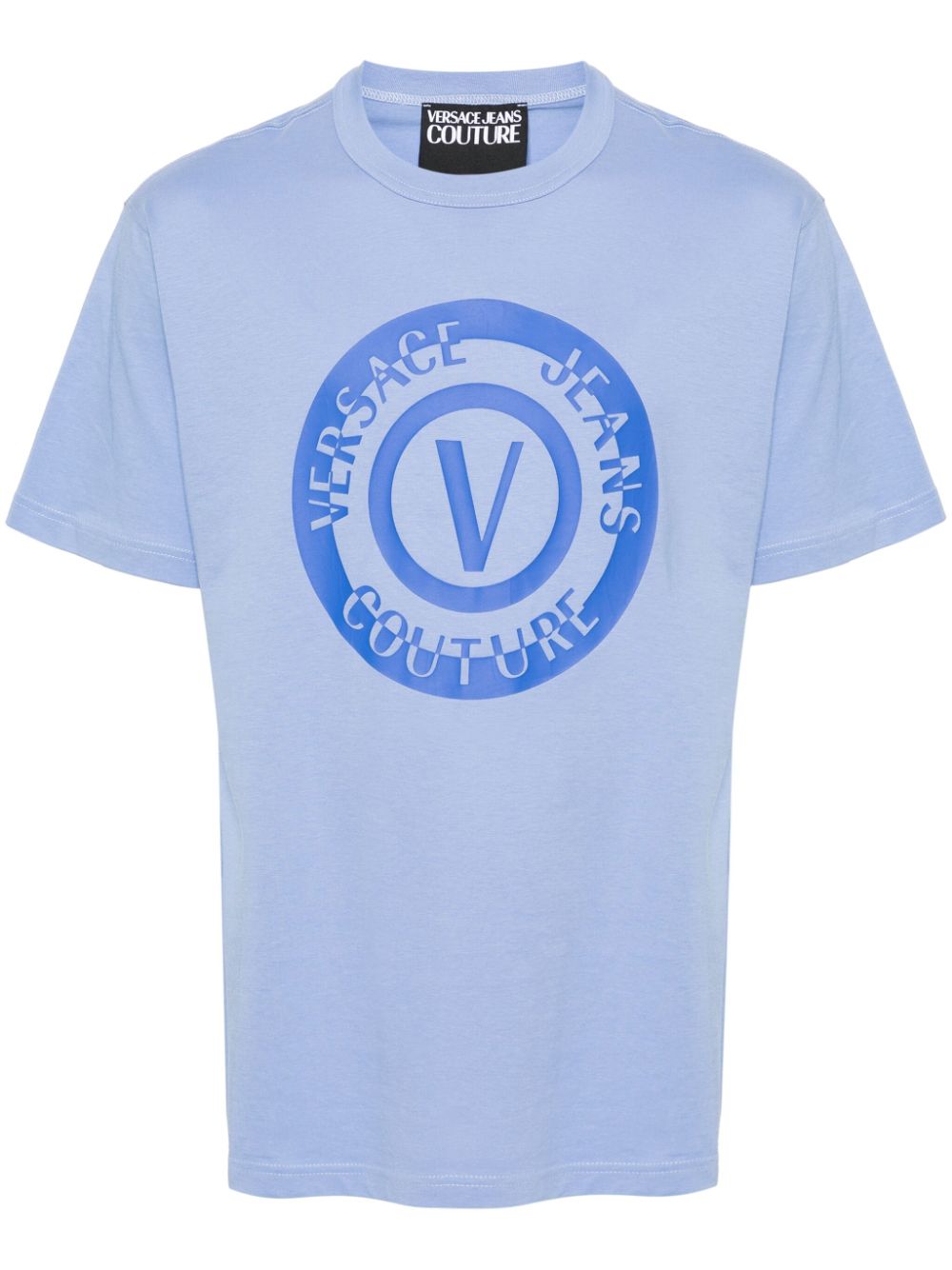 Versace Jeans Couture Katoenen T-shirt met logoprint Blauw