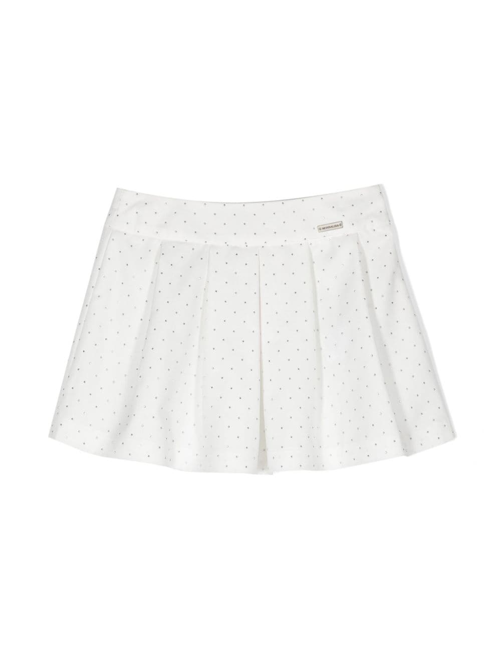 Monnalisa Kids' Rhinestone-embellished Pleated Skirt In White