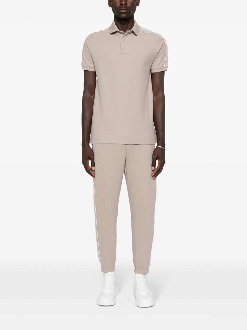 Shop Emporio Armani Embroidered-logo Track Pants In Neutrals