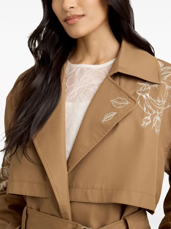 Cinq A Sept Astrid floral-embroidered Trench Coat - Farfetch