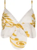 Silvia Tcherassi Flor linen crop top - White