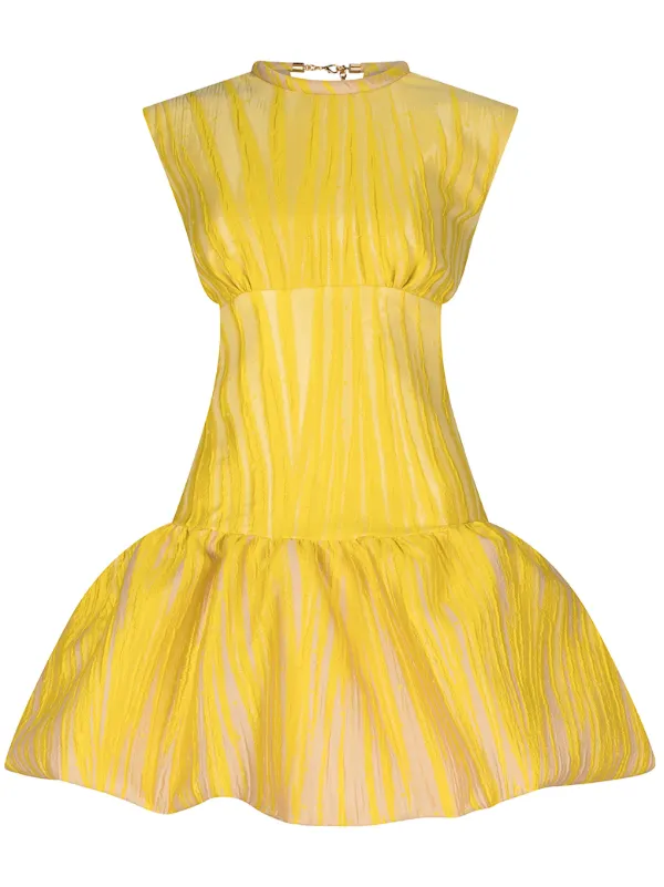 Silvia Tcherassi Nadra Textured Taffeta Minidress Yellow
