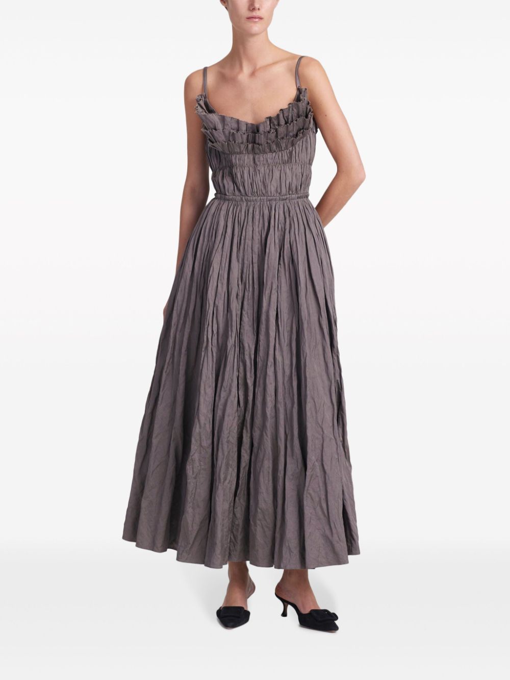 Shop Altuzarra Brigitte Ruched A-line Dress In Brown