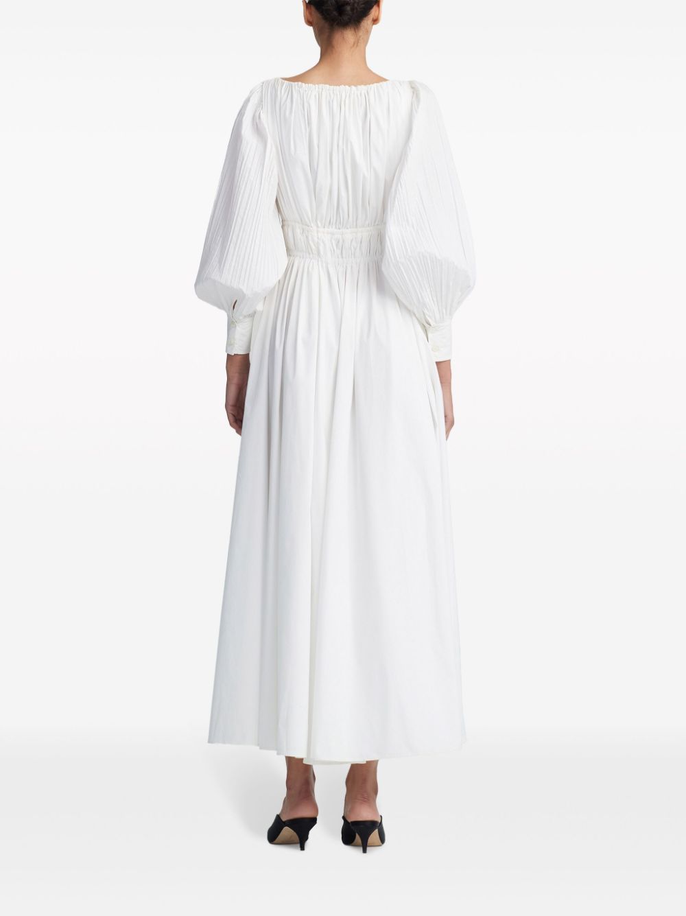 Shop Altuzarra Kathleen Ruched Midi Dress In White