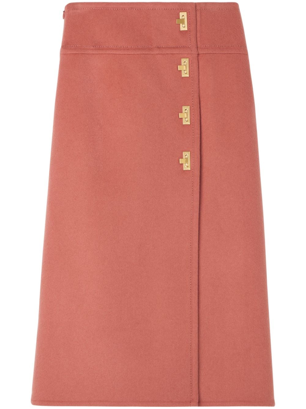 St John Doubleface Wool And Cashmere Blend Skirt In Rouge