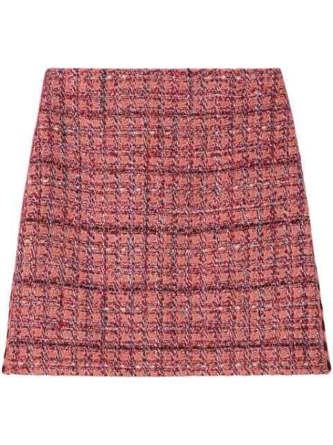 St. John kort nederdel i tweed med strikket kant
