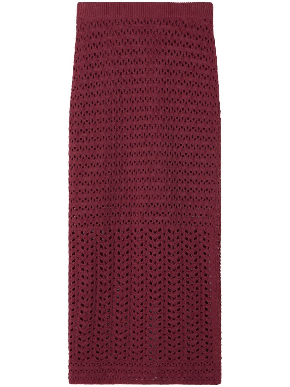 crochet-knit midi skirt