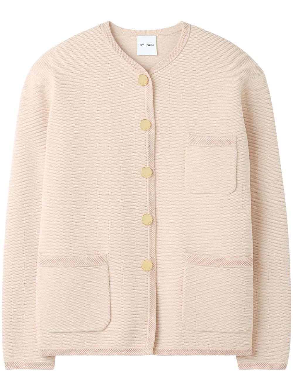 St John Knitted Patch-pocket Jacket In Neutrals