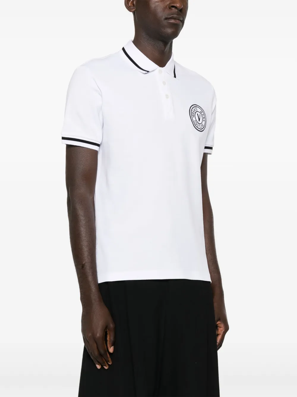 VERSACE JEANS COUTURE V-EMBLEM PIQUÉ POLO SHIRT 