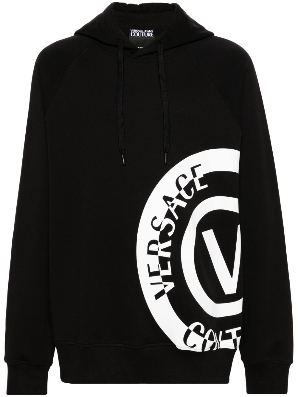 Versace Jeans Couture Logo-embroidered Cotton Hoodie In Black