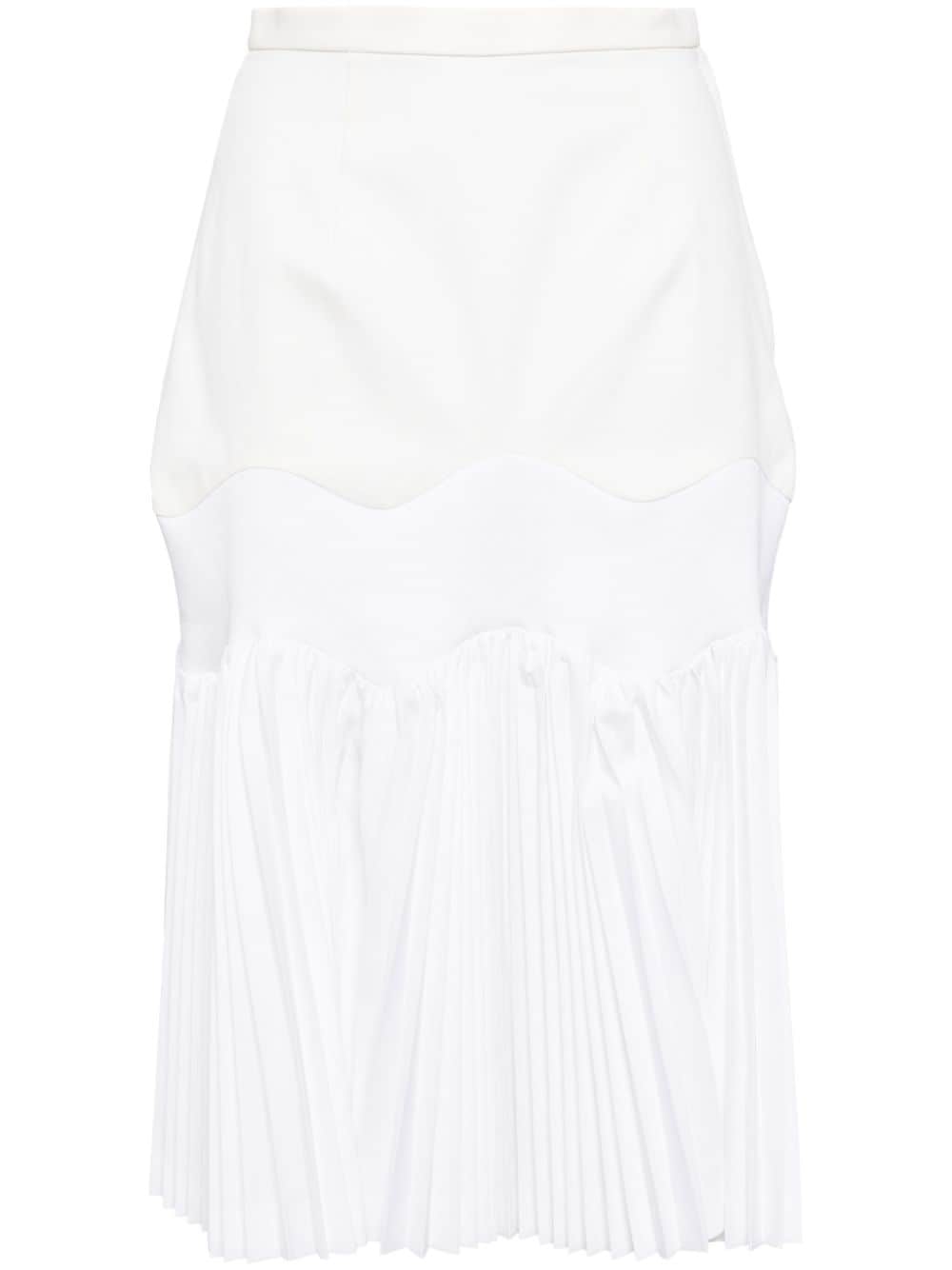 Toga Pleated Taffeta Midi Skirt In White