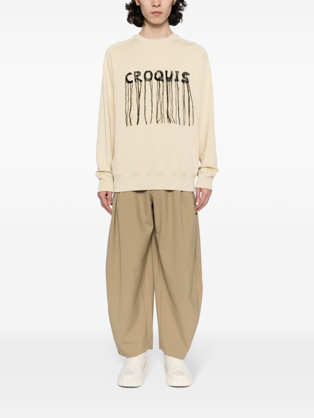 Shop Croquis Logo-embroidered Cotton Sweatshirt In Gelb